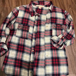 Red, white and blue flannel with studs